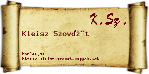 Kleisz Szovát névjegykártya